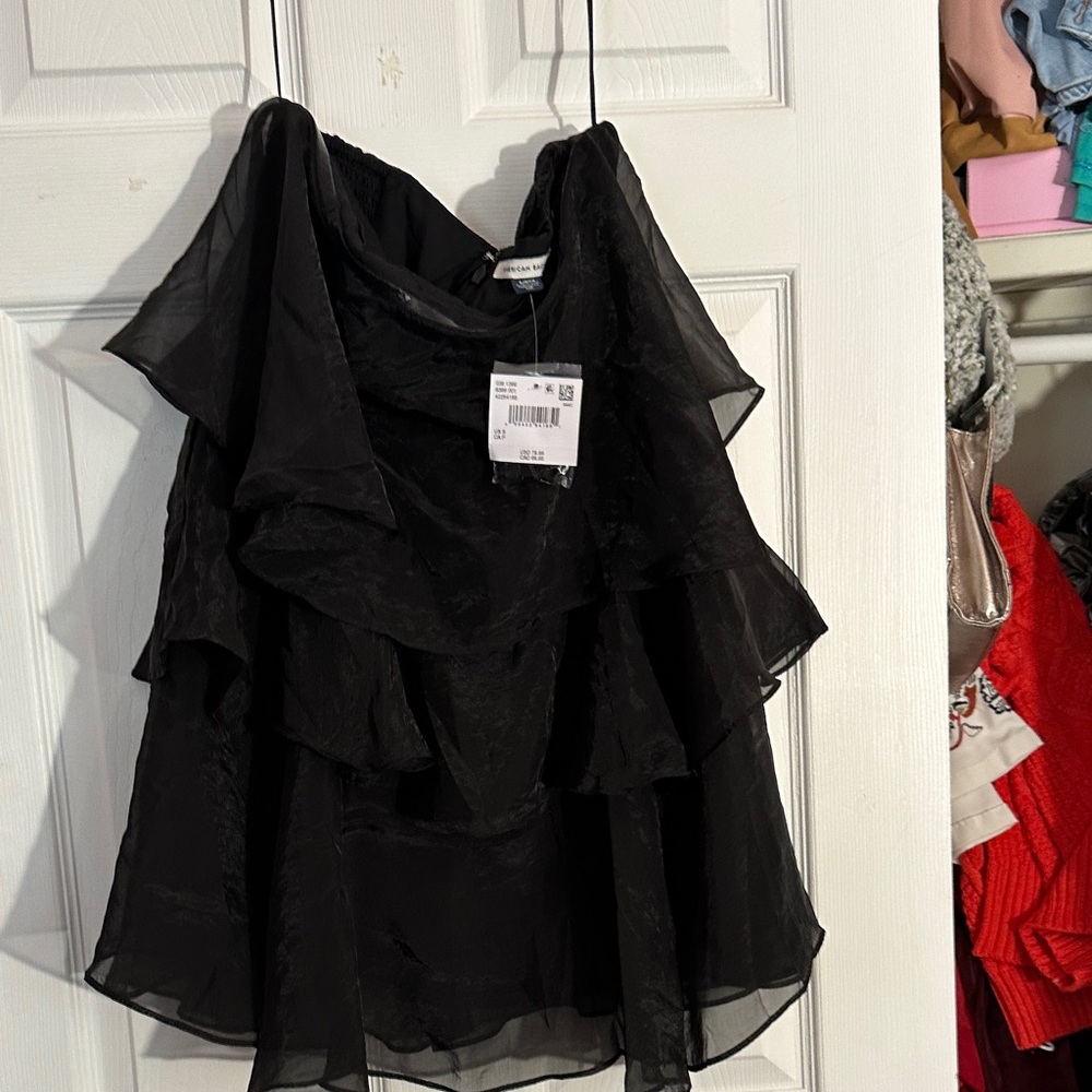 American Eagle Outfitters Elegant Black Ruffle Mini Dress